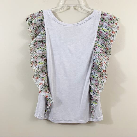 Anthro Vanessa Virginia Indak Gray Floral Top - Picture 9 of 9